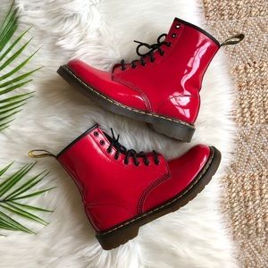patent cherry red doc martens